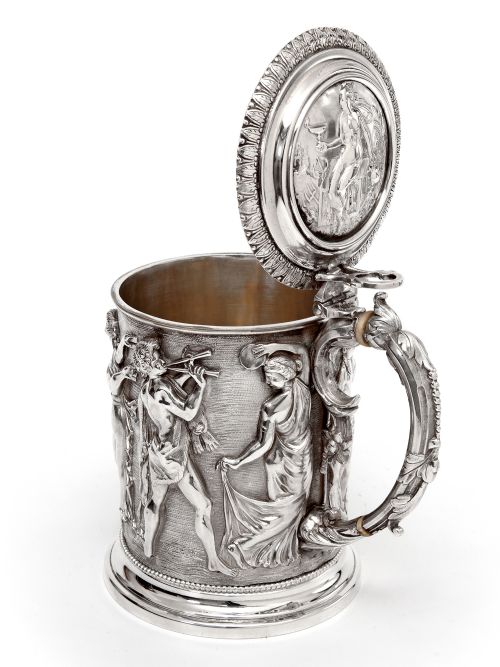 ORNATE VICTORIAN ELECTRO FORMED SILVER PLATED LIDDED TANKARD - ADDITIONAL PHOTO 5