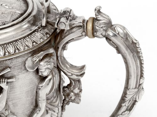 ORNATE VICTORIAN ELECTRO FORMED SILVER PLATED LIDDED TANKARD - ADDITIONAL PHOTO 7