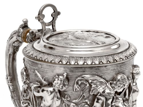 ORNATE VICTORIAN ELECTRO FORMED SILVER PLATED LIDDED TANKARD - ADDITIONAL PHOTO 9