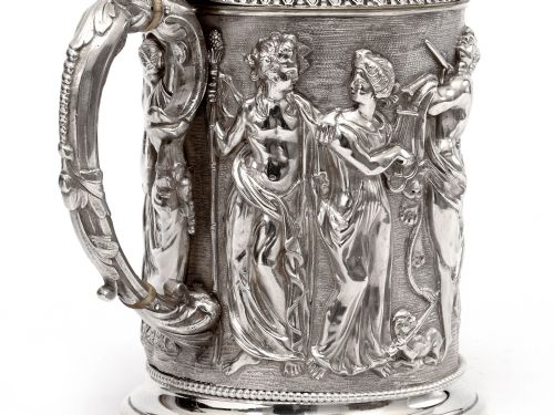 ORNATE VICTORIAN ELECTRO FORMED SILVER PLATED LIDDED TANKARD - ADDITIONAL PHOTO 10