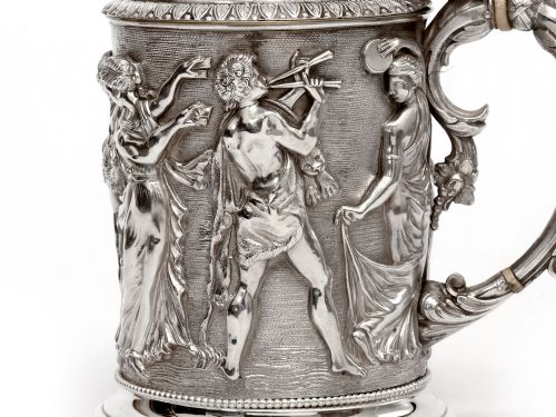 ORNATE VICTORIAN ELECTRO FORMED SILVER PLATED LIDDED TANKARD - ADDITIONAL PHOTO 12