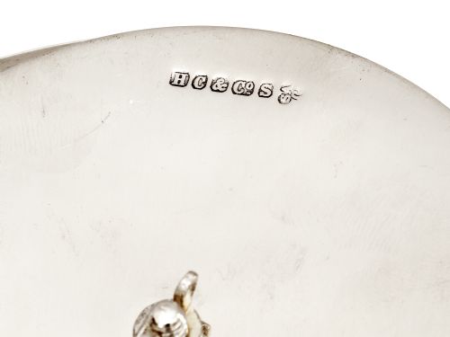 ANTIQUE OAK AND SILVER PLATED BARREL WITH A ROPE SWING HANDLE AND WHITE CHINA LINER - ADDITIONAL PHOTO 4