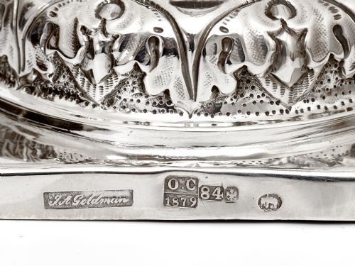 ANTIQUE RUSSIAN SILVER SABBATH CANDLE STICKS MARKED A J GOLDMAN ST PETERSBURG - ADDITIONAL PHOTO 2