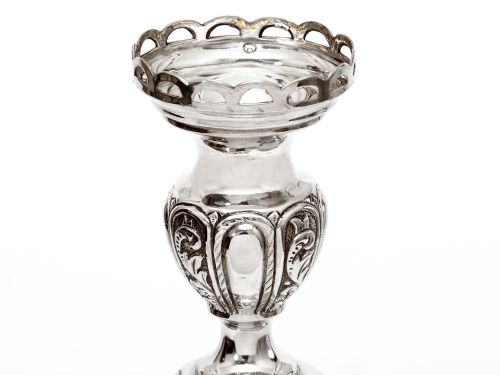 ANTIQUE RUSSIAN SILVER SABBATH CANDLE STICKS MARKED A J GOLDMAN ST PETERSBURG - ADDITIONAL PHOTO 3