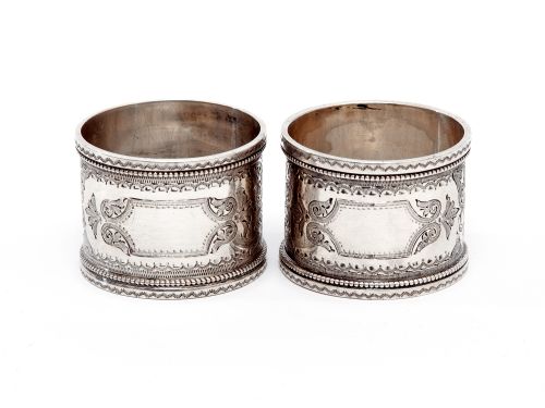 PAIR OF BOXED ANTIQUE VICTORIAN SILVER NAPKIN RINGS - ADDITIONAL PHOTO 2