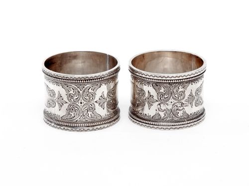 PAIR OF BOXED ANTIQUE VICTORIAN SILVER NAPKIN RINGS - ADDITIONAL PHOTO 3