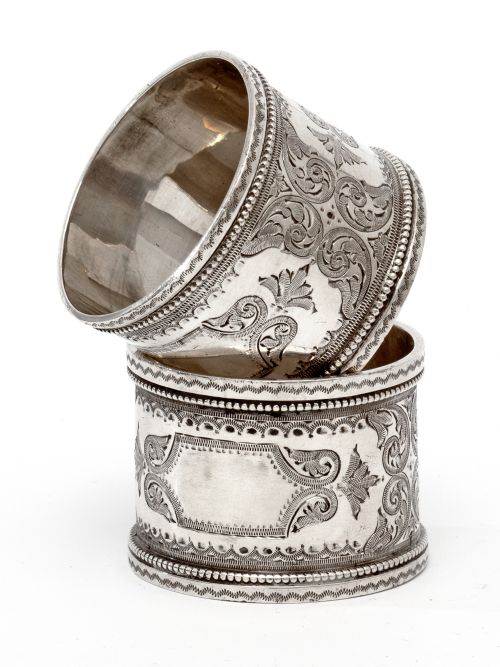 PAIR OF BOXED ANTIQUE VICTORIAN SILVER NAPKIN RINGS - ADDITIONAL PHOTO 6