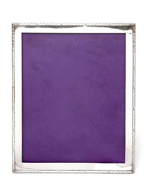 IMPRESSIVE SILVER PHOTO PICTURE FRAME WITH PLAIN WAVY MOUNT AND BLACK LEATHERED EASEL BACK - ADDITIONAL PHOTO 2