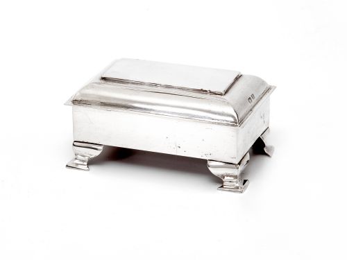 edwardian plain body jewellery box with hinged stepped lid gilt interior and green velvet lined - CATEGORY: ANTIQUE SILVER - DATED 1900