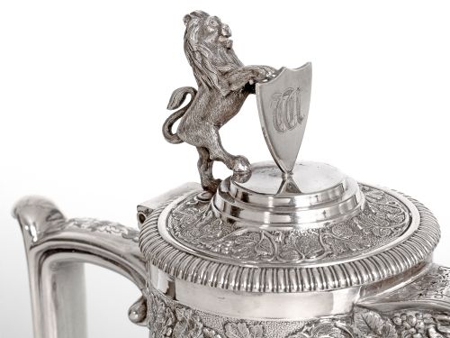 VICTORIAN ELKINGTON CO SILVER PLATED AND CUT GLASS CLARET JUG WITH BACCHUS MASK SPOUT - ADDITIONAL PHOTO 6
