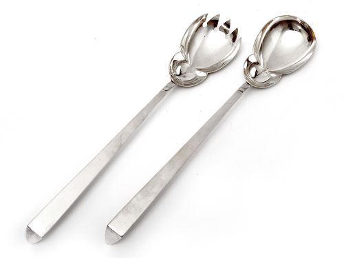 PAIR OF ANTIQUE BOXED JOHN GRINSELL SON SILVER SERVERS - ADDITIONAL PHOTO 1