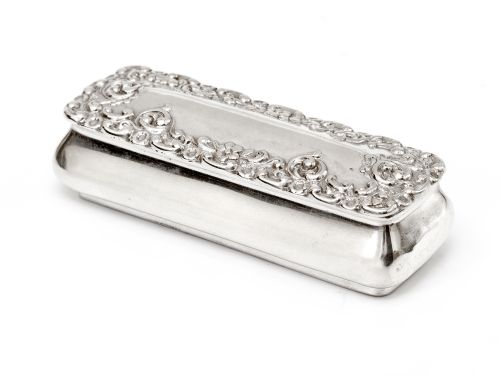 small victorian silver jewellery box with repousse scroll and flower decoration - CATEGORY: ANTIQUE SILVER - DATED 1900