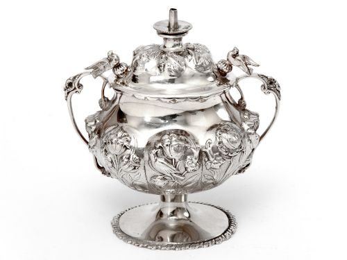 edwardian william comyns silver table cigar lighter - CATEGORY: ANTIQUE SILVER - DATED 1900