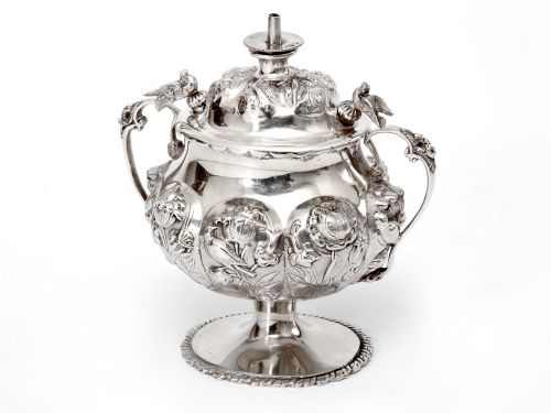 EDWARDIAN WILLIAM COMYNS SILVER TABLE CIGAR LIGHTER - ADDITIONAL PHOTO 2