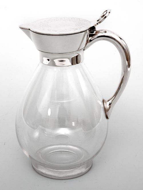 victorian martin hall co silver plated and glass claret jug - CATEGORY: ANTIQUE SILVER - DATED 1880