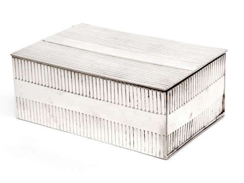 cedar lined silver plated cigar box with removable match holder ash tray and cigar cutter - CATEGORY: ANTIQUE SILVER - DATED 1920