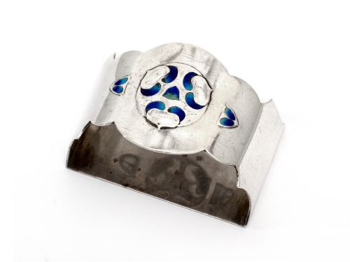 jacobs son demilune silver and enamel napkin ring - CATEGORY: ANTIQUE SILVER - DATED 1900