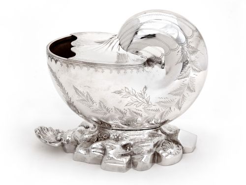 victorian silver plated nautilus shell spoon warmer - CATEGORY: ANTIQUE SILVER - DATED 1890