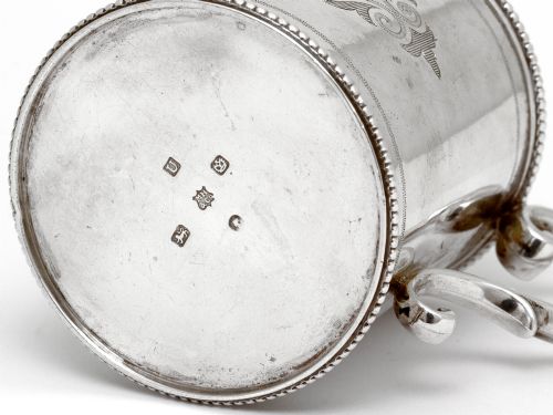 VICTORIAN SILVER CHRISTENING MUG ENGRAVED WITH FLORAL SCENES - ADDITIONAL PHOTO 3