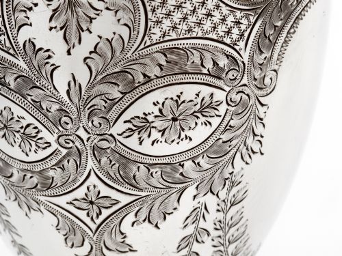 EDWARDIAN SILVER GOBLET ENGRAVED ON THE BOWL WITH SCROLLS FLORAL MOTIFS AND GARLANDS - ADDITIONAL PHOTO 5