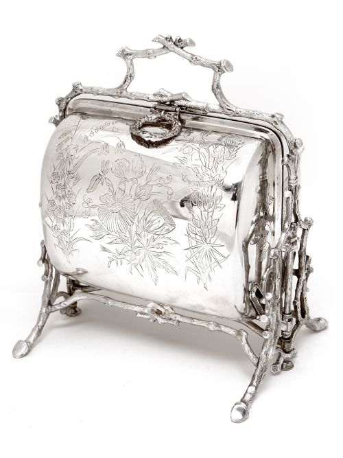 victorian fenton brothers beautifully engraved silver plated biscuit warmer - CATEGORY: ANTIQUE SILVER - DATED 1890