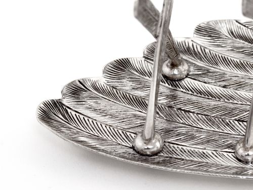SILVER PLATED TOAST RACK SHAPED AS A BIRD WING ENGRAVED WITH FEATHERS - ADDITIONAL PHOTO 5