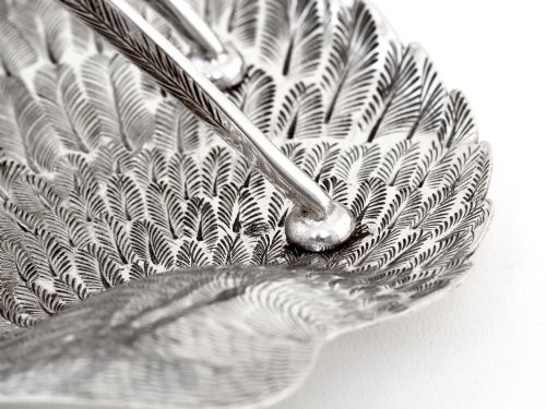 SILVER PLATED TOAST RACK SHAPED AS A BIRD WING ENGRAVED WITH FEATHERS - ADDITIONAL PHOTO 7