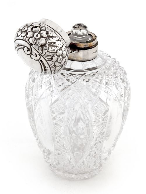 VICTORIAN CUT GLASS AND SILVER PERFUME BOTTLE - ADDITIONAL PHOTO 1