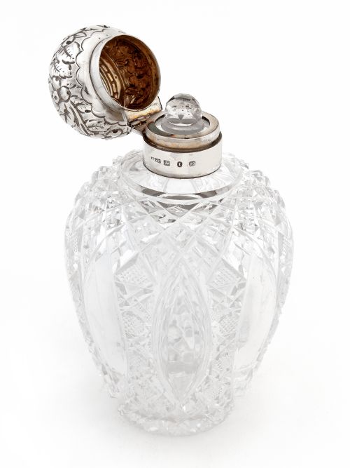 VICTORIAN CUT GLASS AND SILVER PERFUME BOTTLE - ADDITIONAL PHOTO 2
