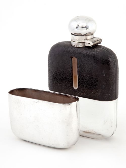 VINTAGE JAMES DIXON SON SILVER PLATED HIP FLASK WITH DETACHABLE CUP - ADDITIONAL PHOTO 1