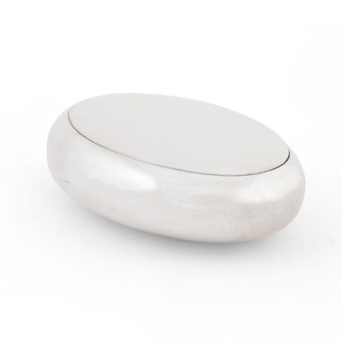 PEBBLE SHAPED EDWARDIAN PLAIN SILVER TOBACCO BOX - ADDITIONAL PHOTO 1
