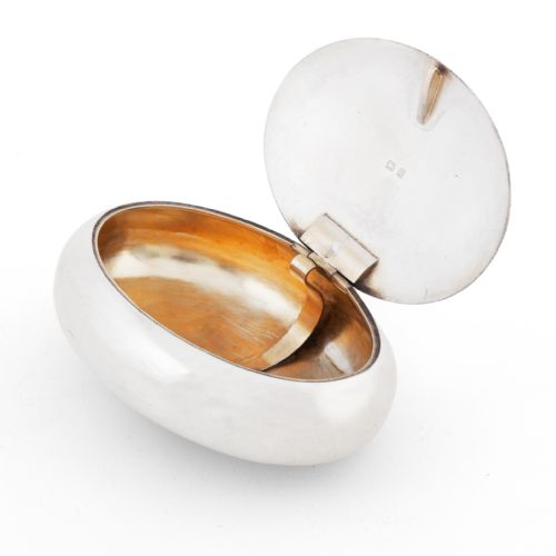 PEBBLE SHAPED EDWARDIAN PLAIN SILVER TOBACCO BOX - ADDITIONAL PHOTO 2