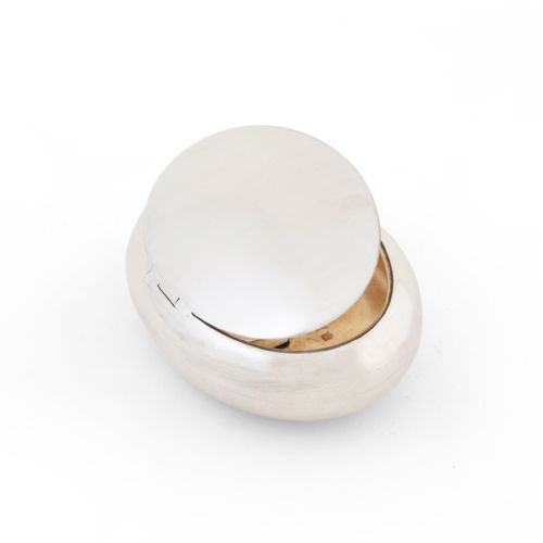 PEBBLE SHAPED EDWARDIAN PLAIN SILVER TOBACCO BOX - ADDITIONAL PHOTO 3