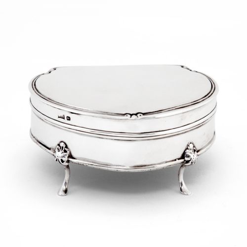 ANTIQUE WALKER HALL SHAPED SILVER JEWELLERY BOX - ADDITIONAL PHOTO 1