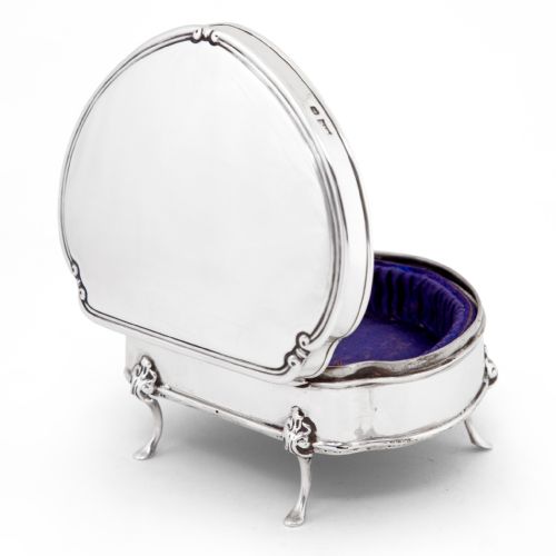 ANTIQUE WALKER HALL SHAPED SILVER JEWELLERY BOX - ADDITIONAL PHOTO 2