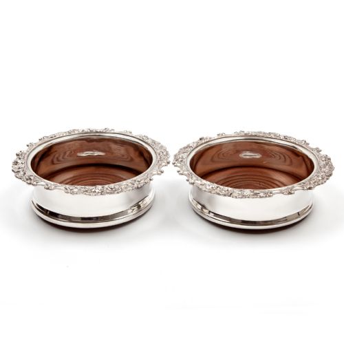 pair of decorative old sheffield plate coasters - CATEGORY: ANTIQUE SILVER - DATED 1800