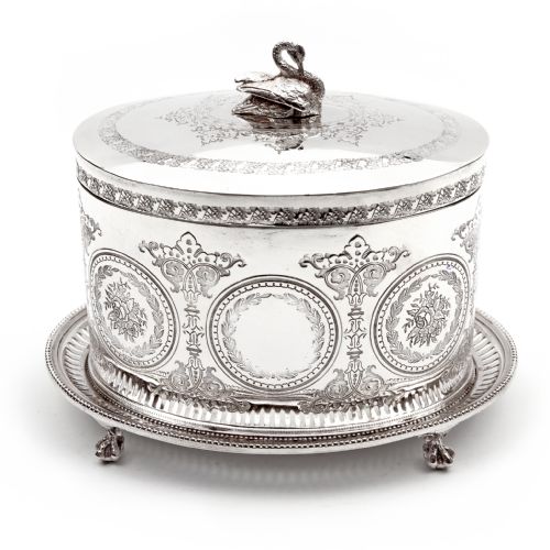 victorian henry wilkinson oval silver plated biscuit box - CATEGORY: ANTIQUE SILVER - DATED 1890