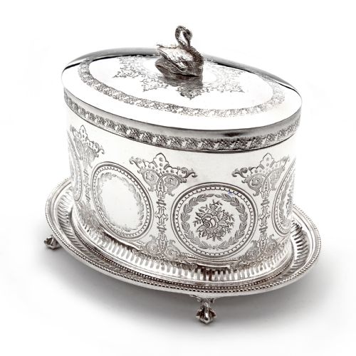 VICTORIAN HENRY WILKINSON OVAL SILVER PLATED BISCUIT BOX - ADDITIONAL PHOTO 1
