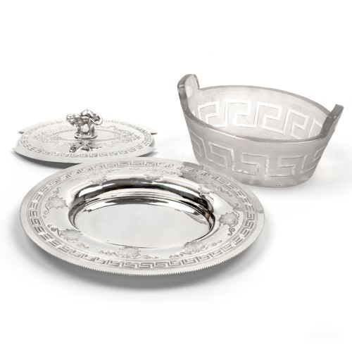 OVAL VICTORIAN SILVER PLATED BUTTER DISH WITH PULL OFF LID AND CAT FINIAL - ADDITIONAL PHOTO 2