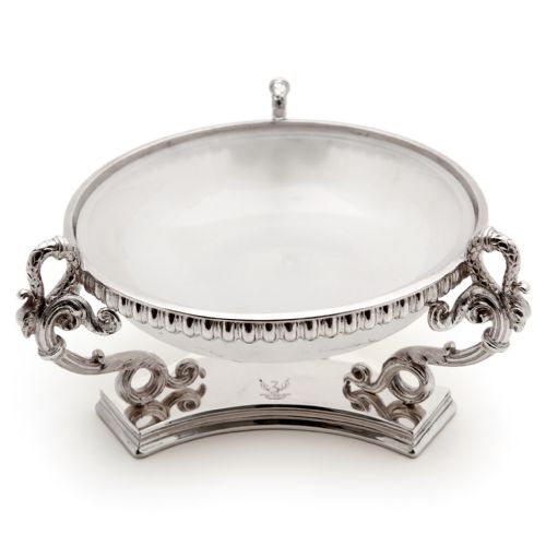 VICTORIAN SILVER PLATED BUTTER PRESERVE DISH WITH OPELINE GLASS LINER - ADDITIONAL PHOTO 1