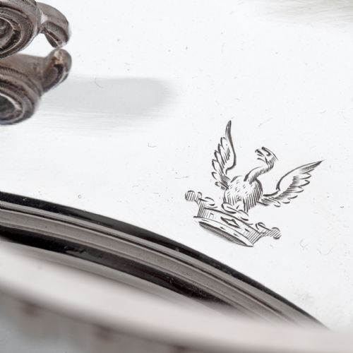 VICTORIAN SILVER PLATED BUTTER PRESERVE DISH WITH OPELINE GLASS LINER - ADDITIONAL PHOTO 5