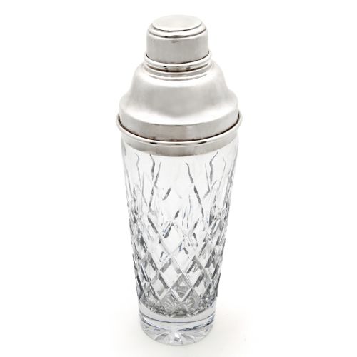 oversized cut glass and silver plated cocktail shaker - CATEGORY: ANTIQUE SILVER - DATED 1940