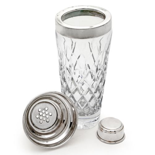OVERSIZED CUT GLASS AND SILVER PLATED COCKTAIL SHAKER - ADDITIONAL PHOTO 1