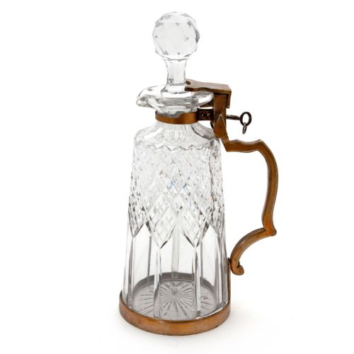 antique betjemanns patent locking cut glass decanter - CATEGORY: ANTIQUE GLASS - DATED 1900