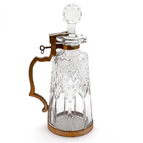 ANTIQUE BETJEMANNS PATENT LOCKING CUT GLASS DECANTER - ADDITIONAL PHOTO 2