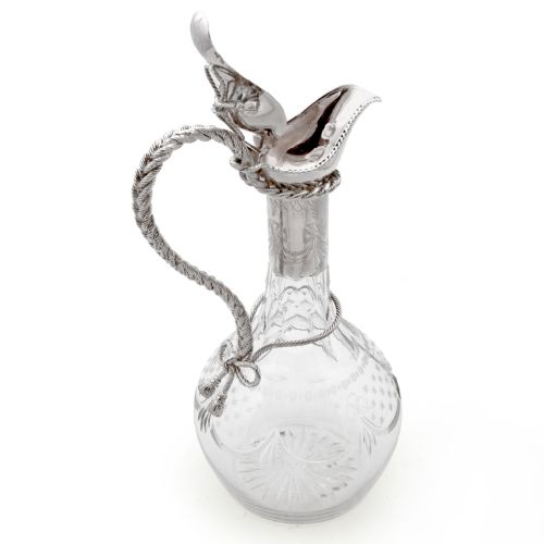 VICTORIAN SILVER PLATED AND CUT GLASS CLARET JUG WITH A ROPE AND TASSEL FINIAL - ADDITIONAL PHOTO 2