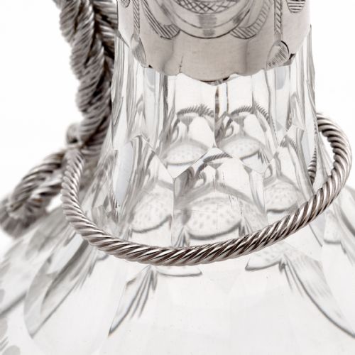 VICTORIAN SILVER PLATED AND CUT GLASS CLARET JUG WITH A ROPE AND TASSEL FINIAL - ADDITIONAL PHOTO 3