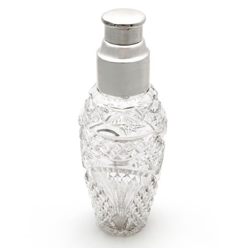 large silver plate and cut glass cocktail shaker - CATEGORY: ANTIQUE SILVER - DATED 1940
