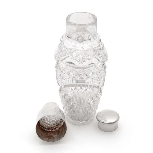 LARGE SILVER PLATE AND CUT GLASS COCKTAIL SHAKER - ADDITIONAL PHOTO 1