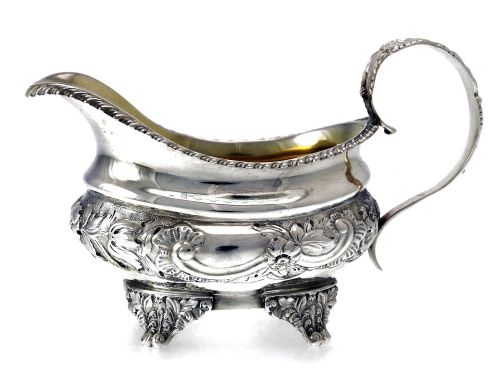 antique george iv silver oval cream jug - CATEGORY: ANTIQUE SILVER - DATED 1800
